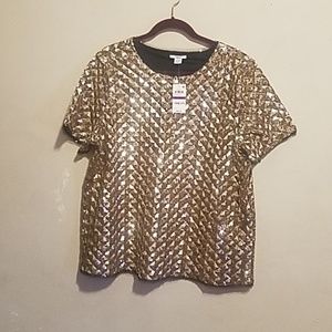 Bar III gold sequin shirt XXL